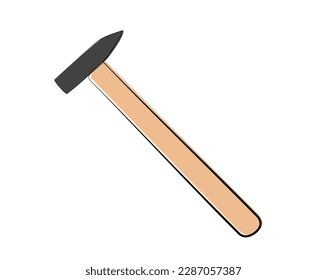 dibujo continuo de un martillo en una línea.