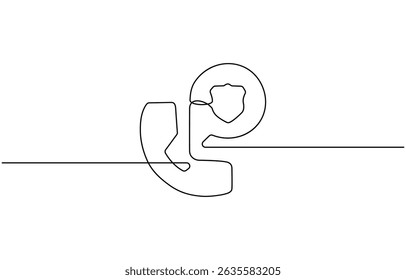 Continuous drawing of handset. One line icon of handset, One continuous line illustration of a telephone receiver, isolated on white background.