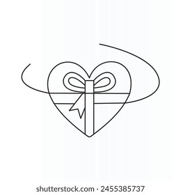 A continuous drawing of the heart shape love symbol. Outline and romantic symbols for greeting cards and web banners in simple linear style.