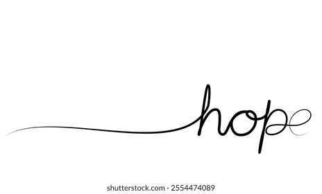 continuous drawing of hope with one line. vector illustration