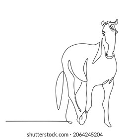 continuous drawing of a horse silhouette with one line