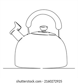 Kontinuierliche Zeichnung des Kessels. In einer Zeile zeichnen. Doodles.