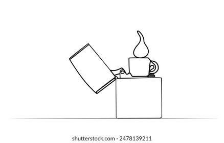 continuous drawing of a lighter in one line. vector