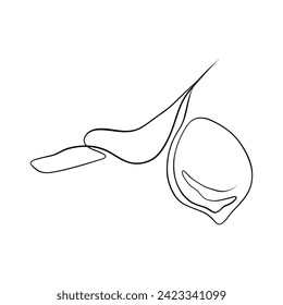Continuous drawing of lines. Line art continuous drawing of lemon on a branch. Vector minimalist
