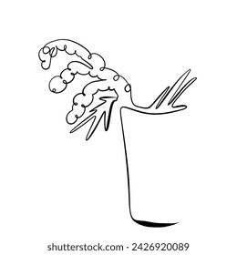 Continuous drawing of lines. Line art of flowers in a vase. Continuous line drawing. Vector minimalist mid-century design