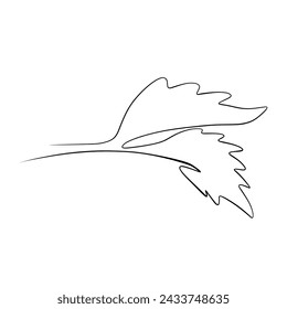Continuous drawing of lines. Line art of leaves Vector minimalistic design