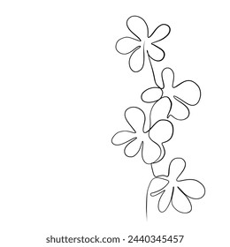 Continuous drawing of lines. Line art continuous line drawing of a flower. Vector minimalist design