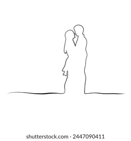 Continuous drawing of lines. Line art of kissing lovers. Continuous line drawing. Vector minimalistic