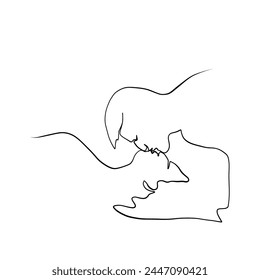 Continuous drawing of lines. Line art of kissing lovers. Continuous line drawing. Vector minimalistic