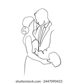 Continuous drawing of lines. Line art of kissing lovers. Continuous line drawing. Vector minimalistic