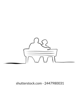 Continuous drawing of lines. Line art of kissing lovers. Vector design