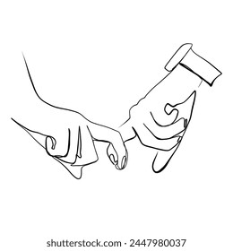 Dibujo continuo de líneas. Line art dos manos de amantes. Dibujo continuo de líneas. Vector minimalista