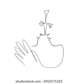 Continuous drawing of lines. Line art of kissing lovers. Continuous line drawing. Vector minimalistic design