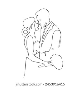 Continuous drawing of lines. Line art of kissing lovers. Continuous line drawing. Vector minimalistic