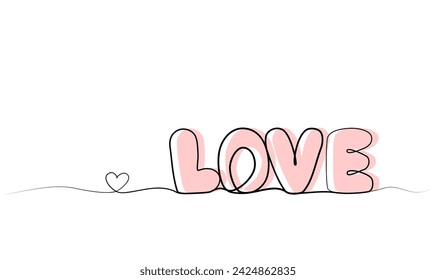 continuous drawing of love with one line. vector illustration