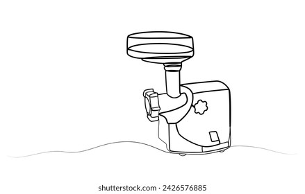 dibujo continuo de un molinillo de carne en una línea. ilustración vectorial
