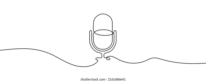 Continuous drawing of microphone. One line icon of microphone. One line drawing background. Vector illustration. Microphone icon