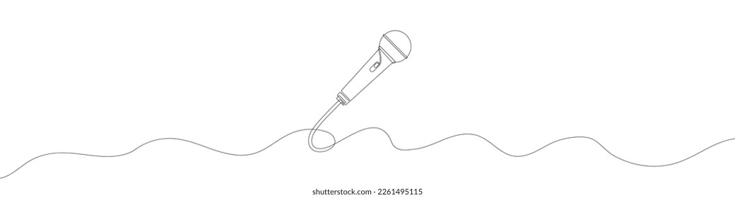 Continuous drawing of microphone. One line icon of microphone. One line drawing background. Vector illustration. Line art of microphone