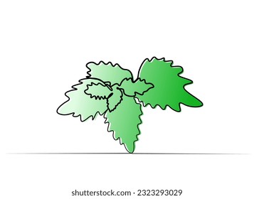 continuous drawing of mint leaves with one line. minimalistic line, vector image