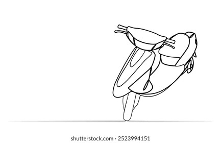 desenho contínuo de um ciclomotor com uma linha. ilustração vetorial