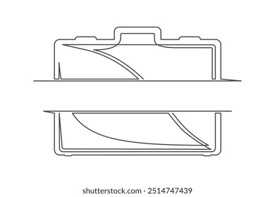 Dibujo continuo de una línea de un maletín. Concepto de seguro. Bolso del negocio aislado en un fondo blanco. Ilustración vectorial