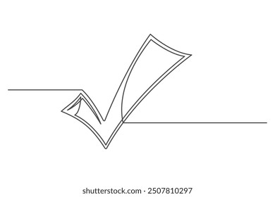 Continuous drawing of one line of an checkbox. Business concept.  Checkmark isolated on a white background. Vector illustration