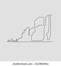 Dibujo continuo en una línea. Silueta de arte de la línea de construcción de Cityscape. Dibujo de una sola línea de la ilustración del vector