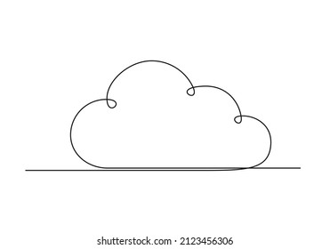 Continuous Drawing Of One Line Of An Cloud. Web Concept. Cloud Isolated On A White Background. Vector Illustration