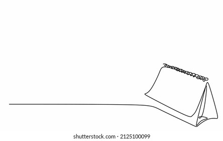 continuous drawing with one line of the desktop calendar, memorable date, holiday, day of the week and weekend.