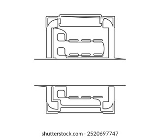 Continuous drawing of one line of a document in tablet. Insurance concept. Business document isolated on a white background. Vector illustration