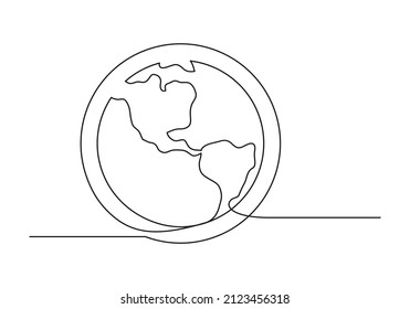 Continuous drawing of one line of an earth. Web concept. Earth isolated on a white background. Vector illustration