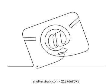 Continuous drawing of one line of an email. Web concept. eMail isolated on a white background. Vector illustration