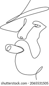 continuous drawing with one line the face of a man with a cigar in his hand