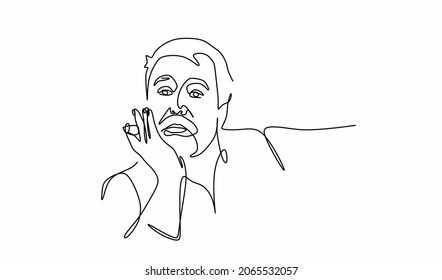 continuous drawing with one line the face of a man with a cigar in his hand