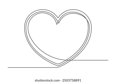 Continuous drawing of one line of a heart shape. Love symbol shape isolated on a white background. Vector illustration