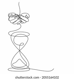 dibujo continuo con una línea de vidrio y dedos. El concepto de tiempo