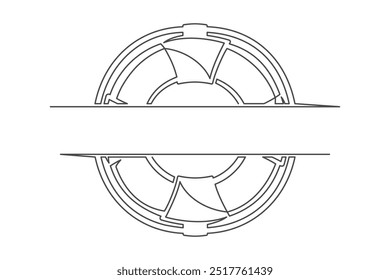Continuous drawing of one line of a lifebuoy. Business concept. Lifebelt isolated on a white background. Vector illustration