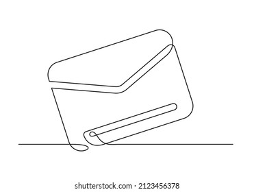Continuous drawing of one line of an mail. Web concept. Mail isolated on a white background. Vector illustration