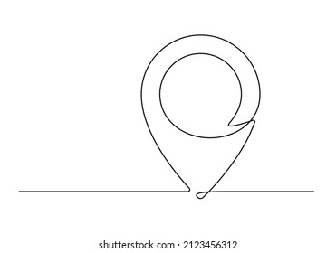 Continuous drawing of one line of an map point. Web concept. Map point isolated on a white background. Vector illustration