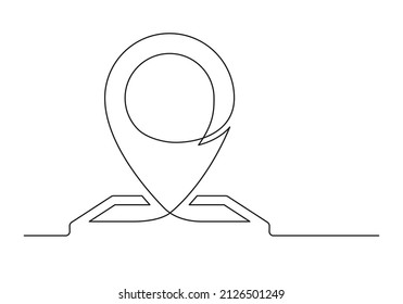 Continuous drawing of one line of an map point. Web concept. Map point isolated on a white background. Vector illustration