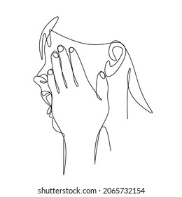 Continuous Drawing With One Line Movement Of A Hand Slapping A Woman On The Face