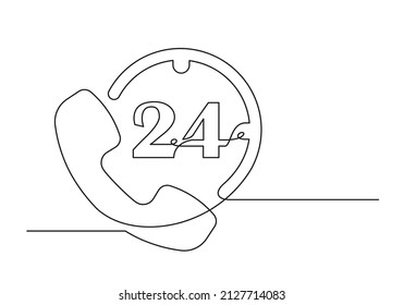 Continuous drawing of one line of an phone receiver. Web concept. Phone receiver isolated on a white background. Vector illustration