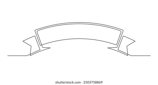 Continuous drawing of one line of a ribbon banner. Business concept. Ribbon shape isolated on a white background. Vector illustration