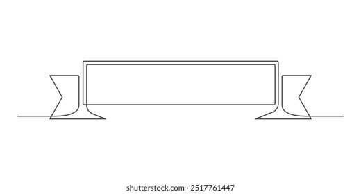 Dibujo continuo de una línea de un Anuncio de cinta. Concepto de negocio. Forma de la cinta aislada en un fondo blanco. Ilustración vectorial