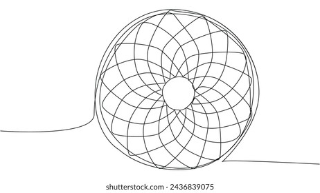 continuous drawing of one line of a round spiral, a dream catcher web. Focus concentration exercise sport. Business goal metaphor concept