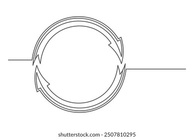 Continuous drawing of one line of a round arrows. Insurance concept. Arrows symbol isolated on a white background. Vector illustration