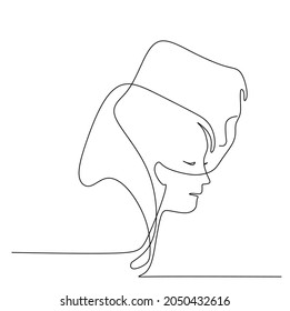 Continuous drawing with one line. Speech bubbles female image and male isolated on a white background For mobile applications and social networks. Vector illustration