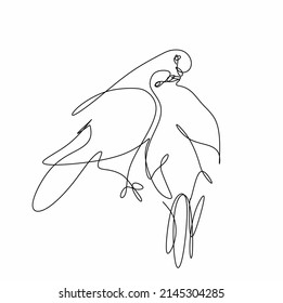 continuous drawing of one line of two pigeons . The bird is a symbol of love and peace in a minimalist style. Vector illustration of doodles