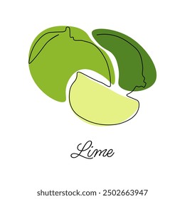 Continuous drawing with one line. Vector illustration. Black line on a white background with colored spots