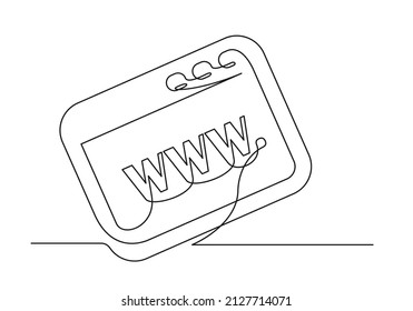 Continuous drawing of one line of an web site. Web concept. Web site isolated on a white background. Vector illustration